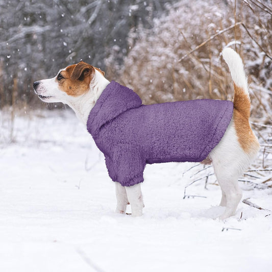 Fuzzy Dog Sweaters for Large Dogs Pet Hoodie Clothes Warm Soft Pet Coats Hooded Sweatshirt Dog Hoodie for Large Dogs(Purple-L)