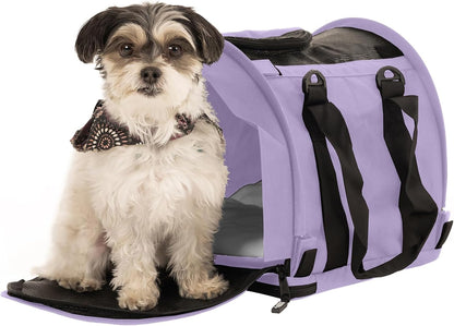 SturdiBag Pro 2.0 Pet Travel Carrier for Cats and Dogs | Soft Sided Pet Carrier Bag with Safety Clips and Seatbelt Straps for Airplane or Car Travel | Cube, Lavender - Pawvie