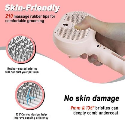 Dog Steam Brush 3 in 1 Cat Brush with Steam and Release Button Grooming Tool for Indoor Pets Dogs Hair Removal Shedding Water for Small Animals Long Short Haired(PINK)