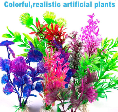CousDUoBe 12 Pack Artificial Aquarium Plants, Fish Tank Decorations Home Décor（4.5 to 5 inches Tall）