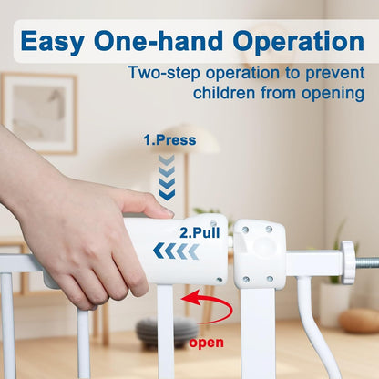 ALLAIBB Extra Wide Pressure Mounted Baby Gate Walk Through Child Kids Safety Toddler Tension White Long Large Pet Dog Gates with Extension for doorways Kitchen (62.20-71.26"/158-181cm, White)