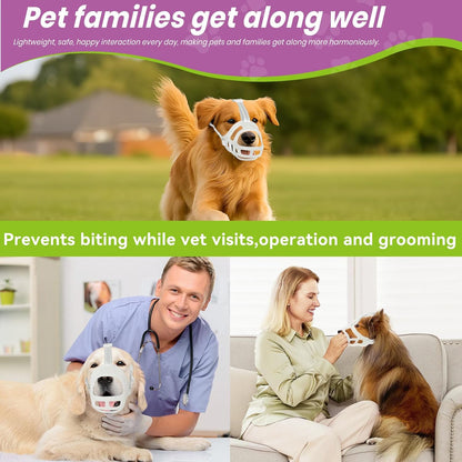 Glow-in-The-Dark Dog Muzzle, Basket Muzzle for Small Medium Large Dogs,Anti-Biting Chewing, Lightweight Cage Design,Allows Drinking & Panting,for Grooming & Training (Transparent Size M)