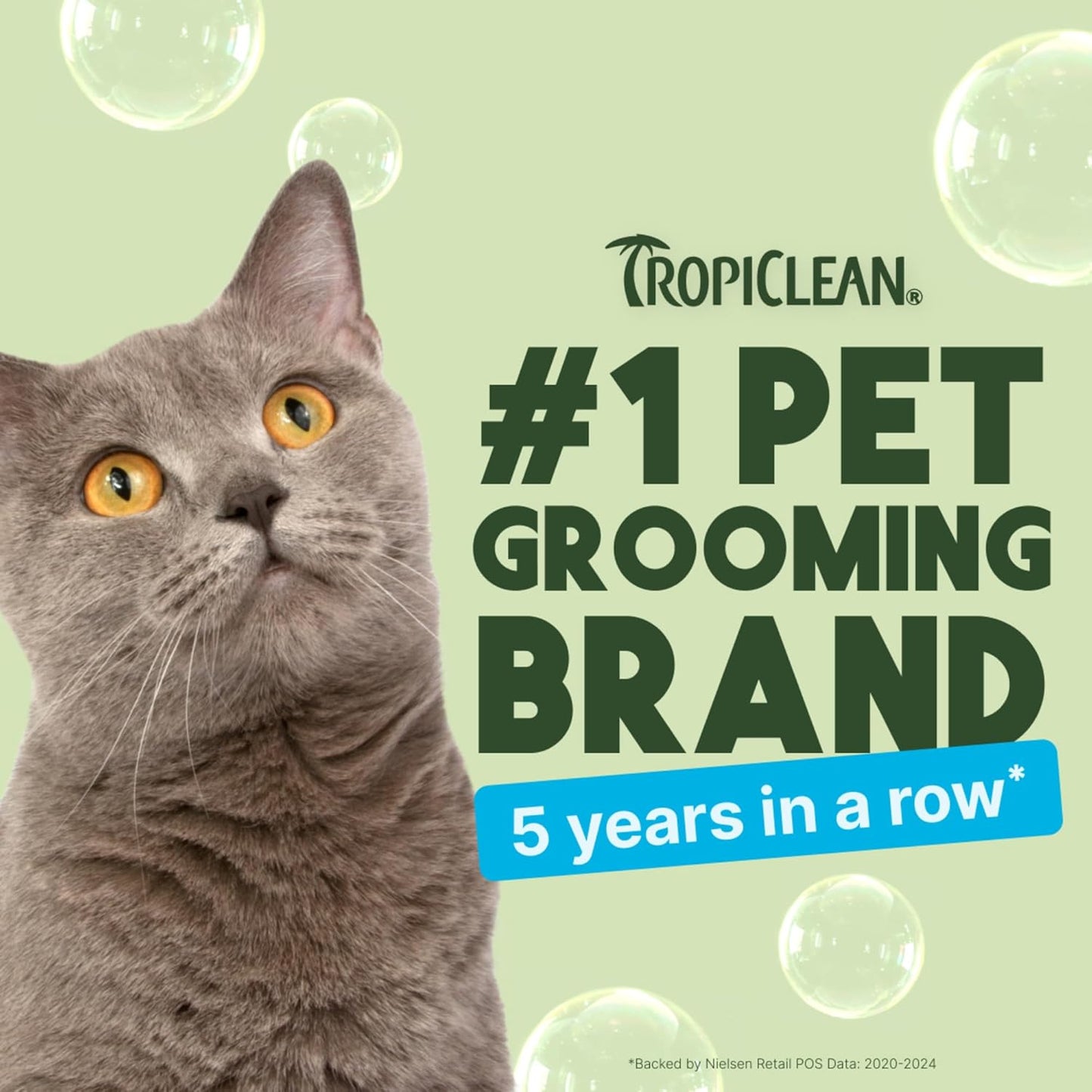 TropiClean No Rinse Waterless Cat Shampoo | Dandruff Treatment | Moisturizing Dry Shampoo for Dry Skin | USA Made | Aqua de Coco Scent | 7.4oz.