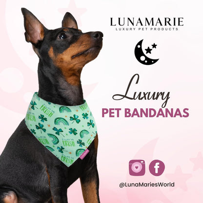 LunaMarie - Luxury Pet Birthday Bandanas -Premium & Silky Poly Fabric | 100% Handmade | Custom Shape Dual Layered (A Wee Bit Irish, Large)
