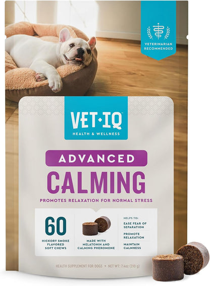 VetIQ Advanced Calming Support Supplement for Dogs, Calming Chews Help Manage Stress and Promote Relaxation, Anxiety Relief for Dogs, Made in The USA, 60 Count