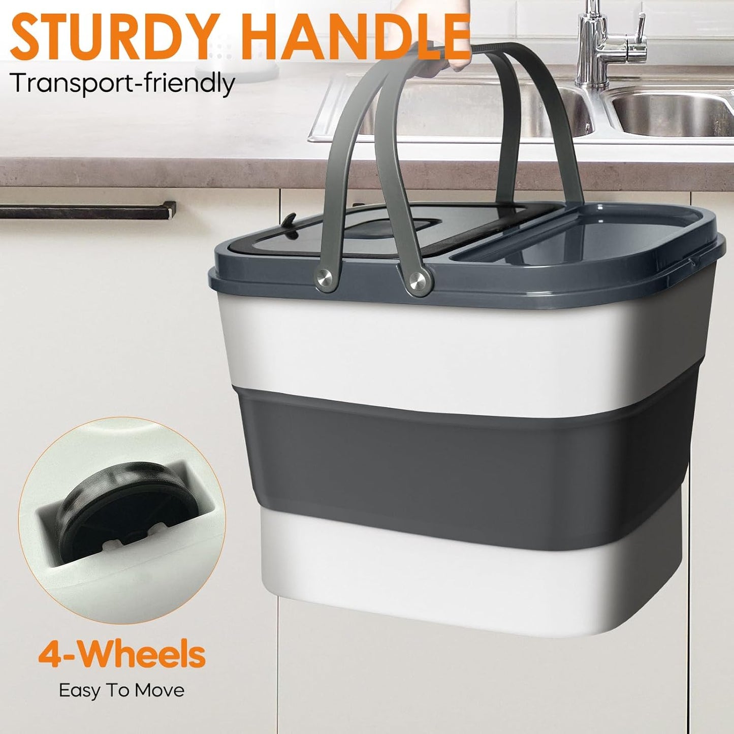 35lbs Dog Food Storage Container, Collapsible Dog Food Container, Wheels, Handle, Airtight Pet Food Storage Container, Scoop, 2L Small Dry Food Pail For Dog Cat Bird Food