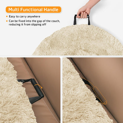 Calming Dog Bed Fluffy Plush Dog Mat for Furniture Protector with Removable Washable Cover for Large Medium Small Dogs and Cats (XS (31"x23.5"x5"), Beige)