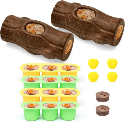 2 Pack Dog Toys for Aggressive Chewers, Interactive Indestructible Dog Toys to Keep Them Busy, Durable Dog Frozen Treat Toy for Large & Medium Dogs, Reduces Anxiety & Extends Playtime, Red Brown