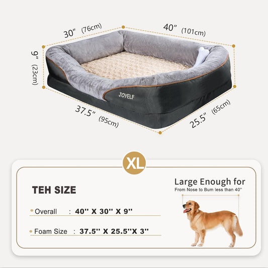 JOYELF XLarge Memory Foam Dog Bed, Orthopedic Dog Bed & Sofa with Removable Washable Cover and Squeaker Toy as Gift