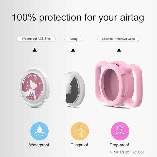 Waterproof Airtag Dog Collar Holder, Silicone & ABS Airtag Holder for Dog & Cat Collars, Ultra-Durable, Lightweight and Protective Airtag Case (Pink-1, Regular)