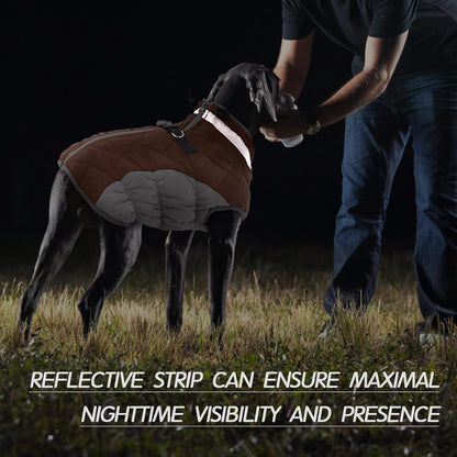 FUAMEY Dog Coat for Small Dogs,Waterproof Dog Winter Jacket with Harness Built in Puppy Cold Weather Coats Reflective Pet Vest with Zipper Warm Fleece Dogs Snowsuit Windproof Brown S