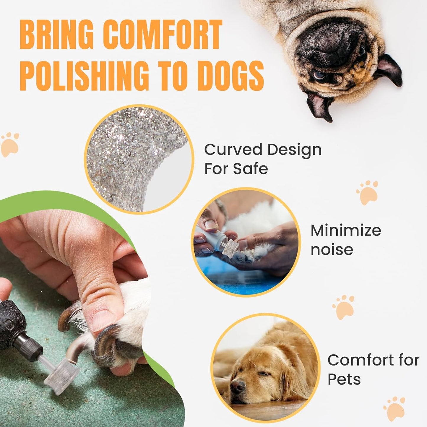 CAELUM Diamond-Coated Pet Nail Grinder Bit, 1/8” Shank for Dremel Nail Tools, Durable & Low-Noise Nail Trimmer for Dogs, Top & Side Grinding, Gentle, Precise Nail Grooming（80grit）