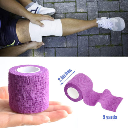 9 Pack 2" x 5 Yards Self Adhesive Bandage Wrap Self Stick Wrap for Ankle, Wrist, Finger, Sports, Breathable Cohesive Vet Tape for Pets (Purple)