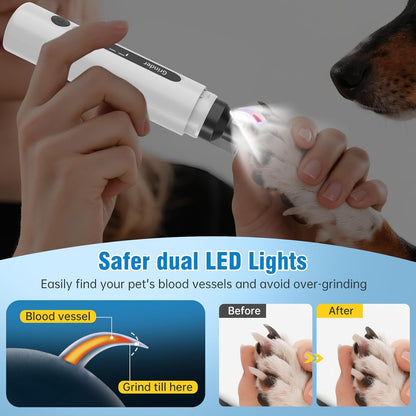 Dog Nail Grinder, 7-Speed Electric Dog Nail Trimmers with Dust-Absorbing Sponge & File for Small/Medium/Large Dogs & Cats, Rechargeable Dog Nail Clippers Grooming Kit Includes Storage Bag