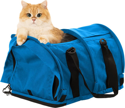 SturdiBag Pro 2.0 Pet Travel Carrier for Cats and Dogs | Soft Sided Pet Carrier Bag with Safety Clips and Seatbelt Straps for Car Travel | XL, Blue Jay - Pawvie