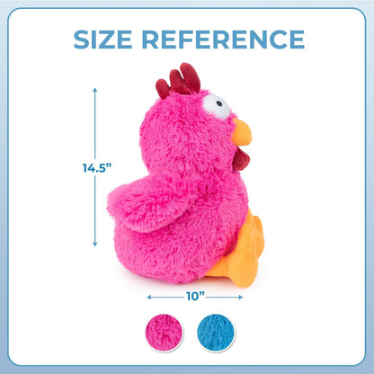 Best Pet Supplies Interactive Squeaky Dog Chew Toy, Ideal Dog Toys for Chewers, Small, Medium & Large Dogs, and Fetch Lovers - Cluck (Fuchsia), Large