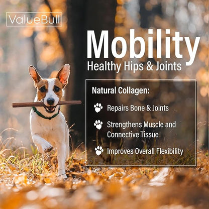 ValueBull Collagen Sticks for Dogs, 12 Inch Medium Chews, Natural Long-Lasting Dog Treats, 200 Count Wholesale Pack - Supports Joints, Skin & Coat with Chondroitin & Glucosamine