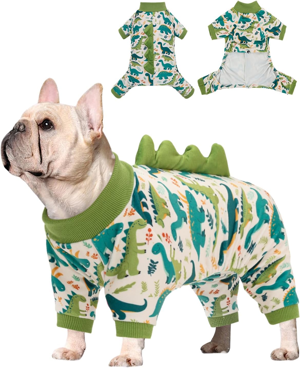 CuteBone Dinosaur Costume Dog Pajamas, Stretchy Spandex Crystal Velvet Sleepwear Coat for Small Dogs, Soft & Warm Pet Outfit Clothes for Cold Weather, Cozy Pullover Design COSP05XS