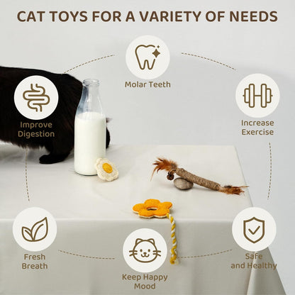 Catnip for Cats,Interactive Silvervine Sticks for Cats, Loofah Chew Cat Toys for Indoor Cats & Kitten Teething Toys & Cat Chew Toy,6 Pack