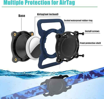 Compatible with Airtag Holder–IP68 Waterproof Silicone Anti-Lost Airtag Case for Pet Collars, High-Strength Elastic Silicone for Airtag Holder Fits Pet Collar, Small for 3/8"~5/8" Collar