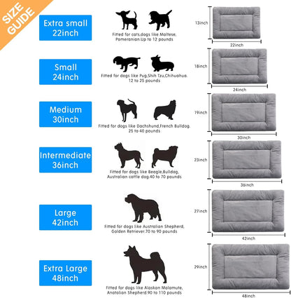 Dog Beds Crate Pad for Medium/Large Dogs Fit Metal,Ultra Soft, Washable & Anti-Slip Kennel Pad for Dogs Cozy Sleeping Mat,Gray 36inch