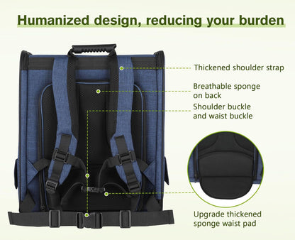 Pecute Pet Carrier Backpack, Large Cat Carrier Backpack, Expandable Cat Backpack with Breathable Mesh for Medium Large Cats, and Small Dogs, Dog Backpack Carrier for Travel Hiking Blue - Pawvie
