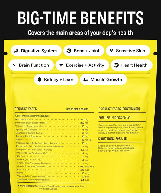 Fi 8-in-1 Dog Supplement Powder | Health Support for Bone, Skin, Digestion, Immunity & Joint Supplement for Dogs | Vet-Formulated for Puppies, Adults and Seniors | 90 Scoops