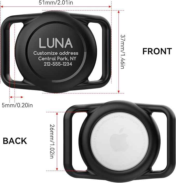 Personalized Dog Collar Holder for AirTag, 2 Pack Upgraded Water Resistant Silicone Case for Pet Collars, Customized with Name and Phone Number Protectors for Dog and Cats Collars