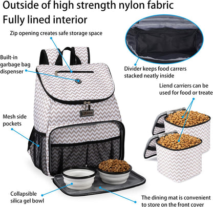 BAGLHER丨Dog Travel Bag, Airline Approved Pet Supplies Backpack, Dog Travel Backpack with 2 Silicone Collapsible Bowls and 2 Food Baskets - Pawvie