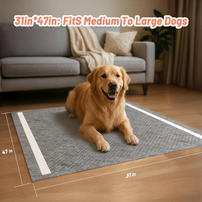 40PCS Charcoal Pee Pads for Dogs 31"x47", Extra Large Odor-Control Carbon Puppy Pads, Ultra-Absorbent & Quick Dry, Thicken Potty Training Pads for Doggie Cats Rabbits, Black Pet Piddle Pad