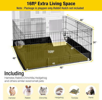 Aivituvin Pet Playpen Guinea Pig Cage Small Animal Rabbit Exercise Pen with Waterproof Floor Liner - Extension Playpen ONLY