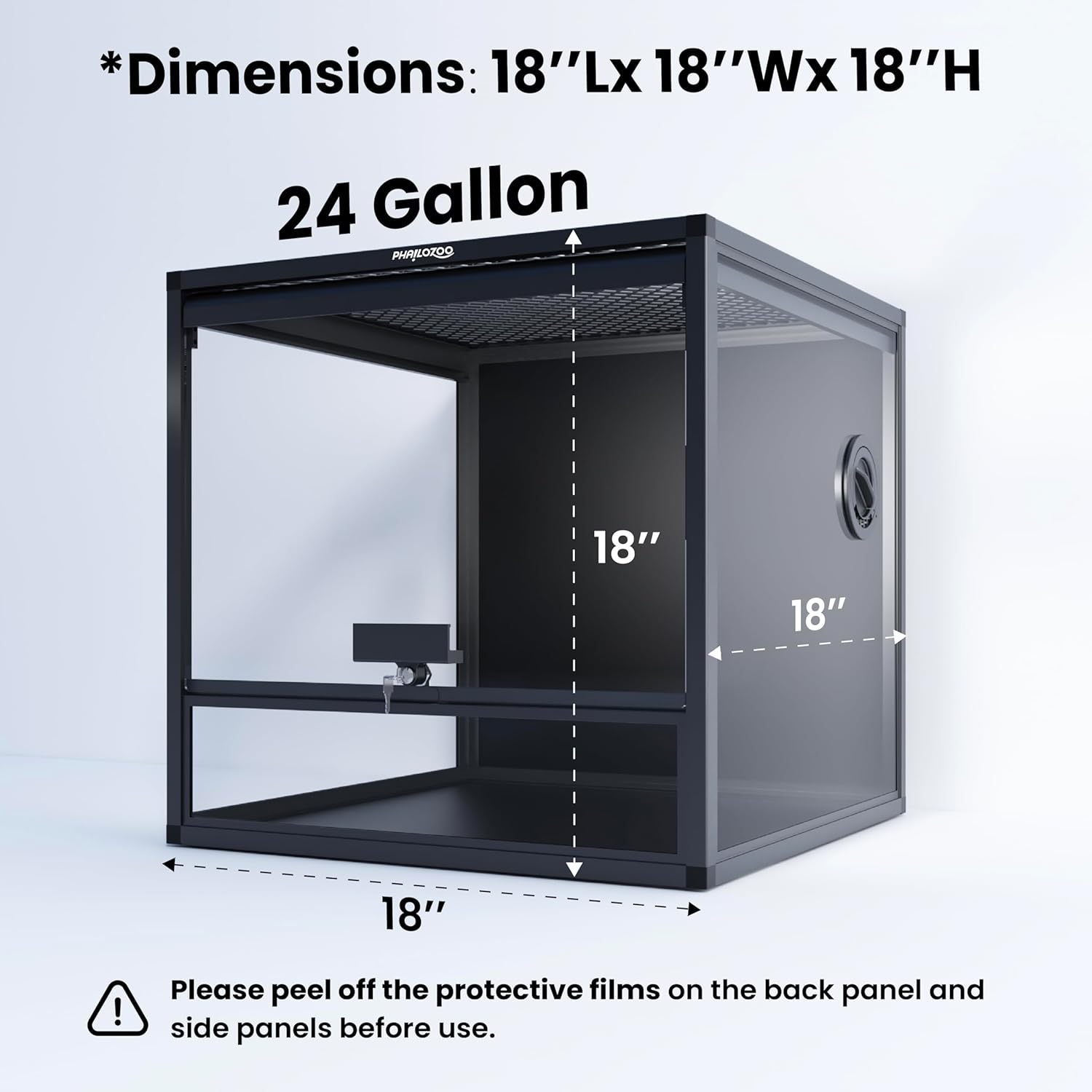 MagicCube 18'' x 18'' x 18'' Reptile Tank with Lock, 24 Gallon Reptile Terrarium with Flip-Up Tempered Glass Door, Top Screen Ventilation for Leopard Gecko - Bottom Not Leakproof - Pawvie