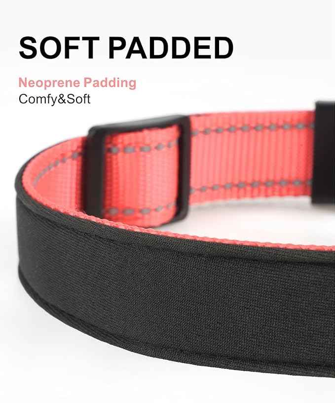 TagME Airtag Dog Collar,Waterproof Reflective Pet Collar with Airtag Holder,Soft Padded and Double D-Rings for Puppy,Baby Pink