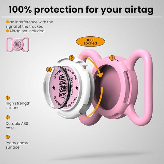 Waterproof AirTag Dog Collar Holder for Apple AirTag QR Code