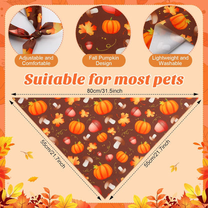 Chunful 100 Pieces Fall Dog Bandanas Bulk Autumn Pet Bandanas with Pumpkin Patterns Triangle Scarf Bib Kerchief Set for Small Large Dog Thanksgiving Costume Accessories (31.5 x 21.7 x 21.7)
