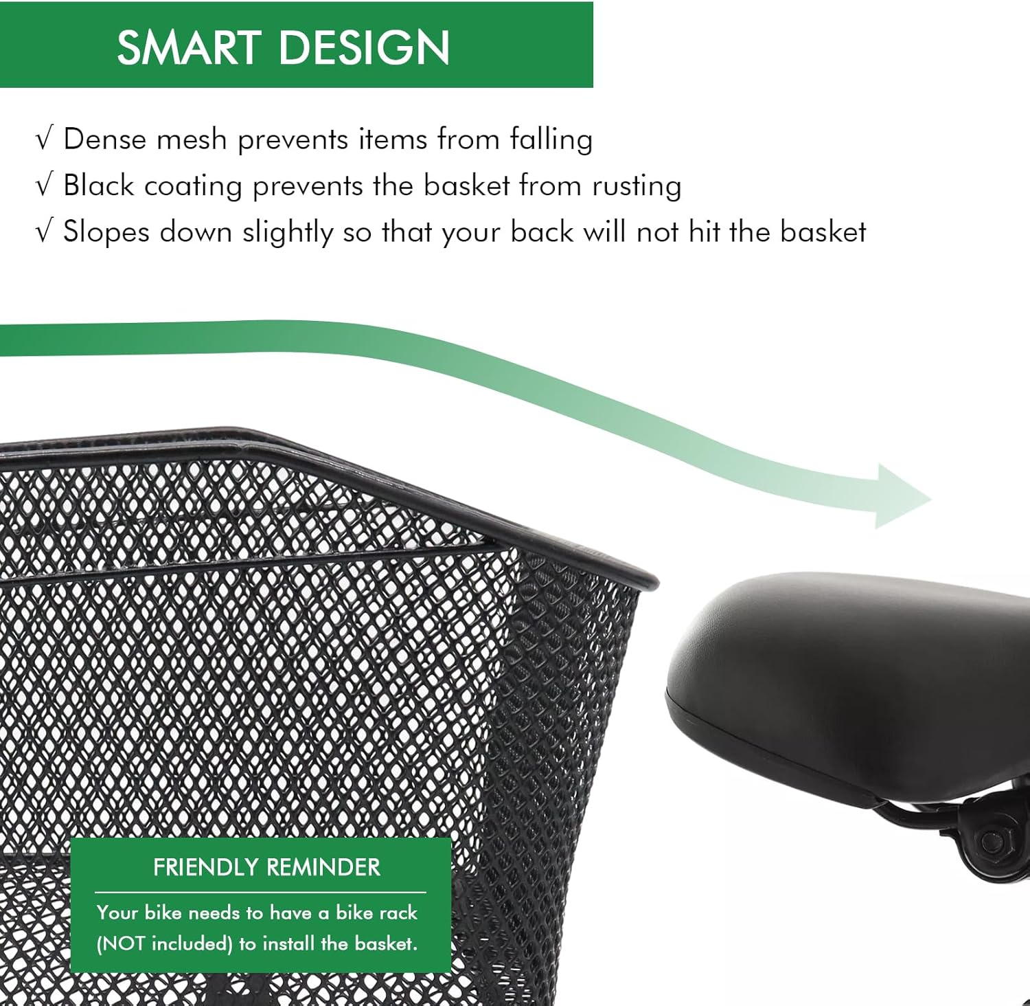 Rear Bike Basket, Tool-Free Install, Dog/Pet Carrier, Ebike Electric Bicycle Back Cargo Basket, Fits Most Rear Racks, with Waterproof Cover, Cargo Net - Pawvie