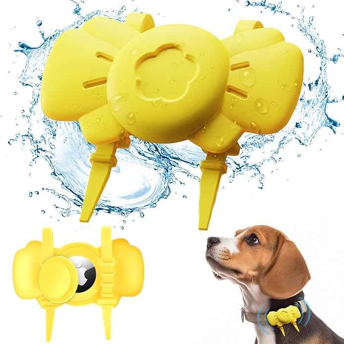 Airtag Dog Collar Holder - Silicone IPX8 Waterproof Airtag Cat Collar - Secure and Stylish, Adjustable Strap Fits All Widths