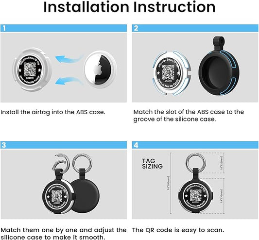 Airtag Holder Case Keychain, Protective Cover with Key Ring for Apple AirTag, Anti-Scratch, Waterproof, Durable, Compatible with AirTag