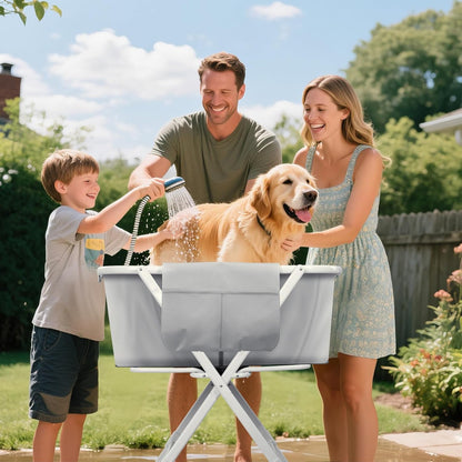 Portable Dog Bathtub, Elevatable Dog Washing Station for Bathing Shower and Grooming, Collapsible Dog Bath Tub for Small/Medium/Large Dogs, Cats & Other Pet (Medium Dogs Bathtub)
