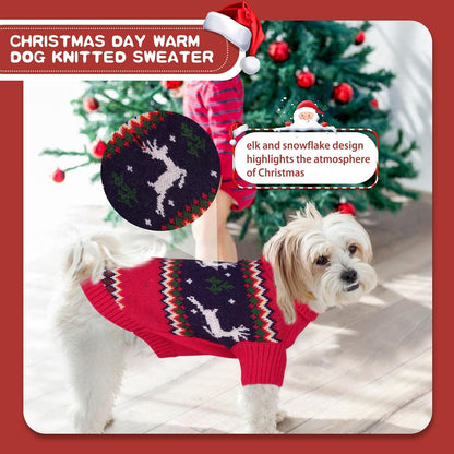 Queenmore Christmas Dog Sweater,Knitted Pullover Christmas Clothes for Dogs,Turtleneck Doggy Christmas Outfit, Warm Dog Sweaters for Small Dogs Boys or Girls XL