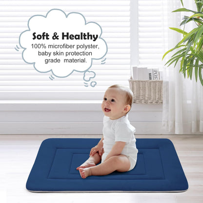 JoicyCo Dog Bed Soft Dog Crate Bed Pad Mat, 42 in Non Slip Bottom Washable Dog Beds for Large Dogs, Pet Bed Mattress Kennel Pad, Dark Blue