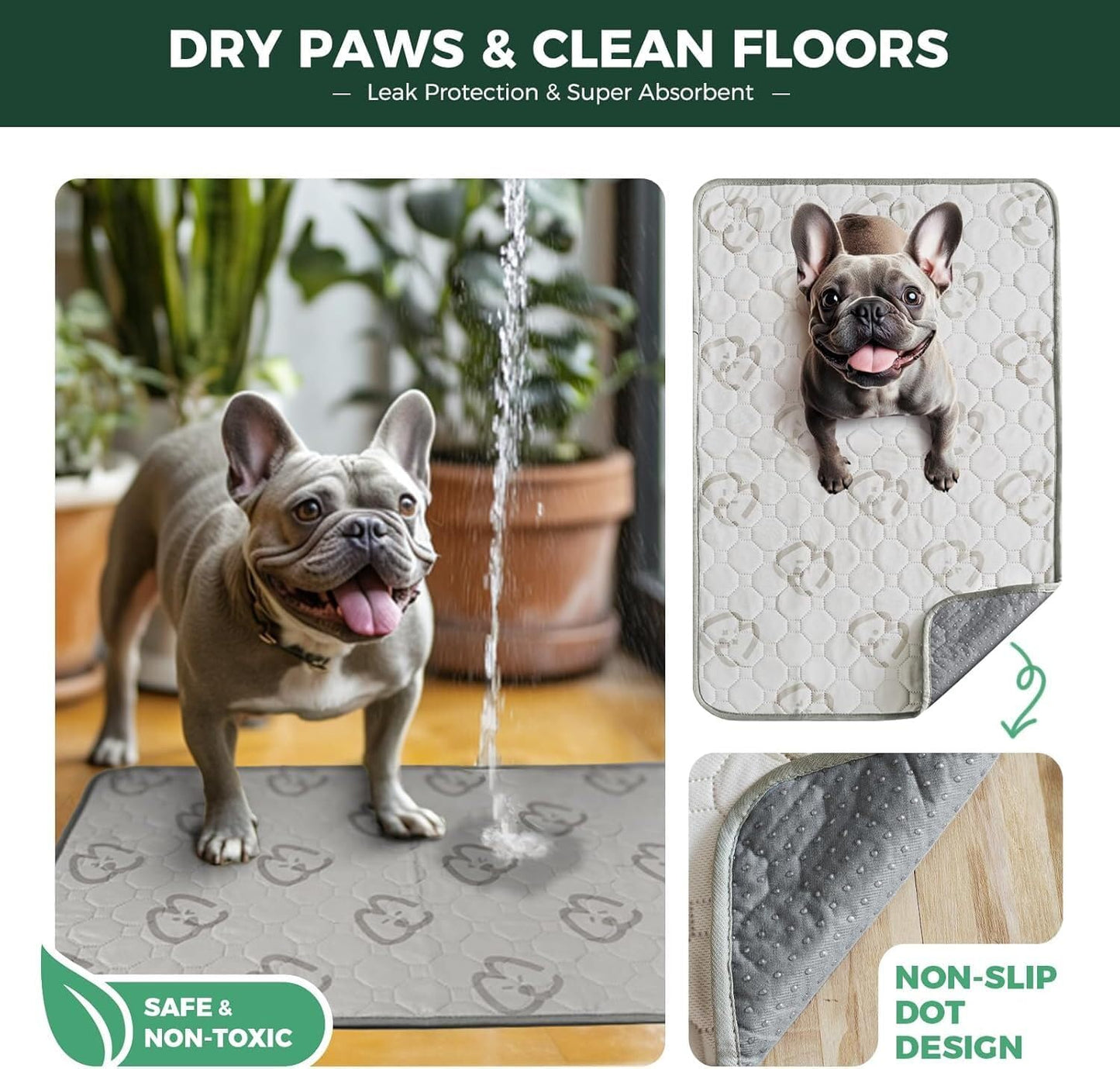 FXW Washable Pee Pads for Dogs, Puppy Pads with Super Absorbent, Specifically Designed for 42inch Cages, Rectangle, 41" x 27", 2 Packs