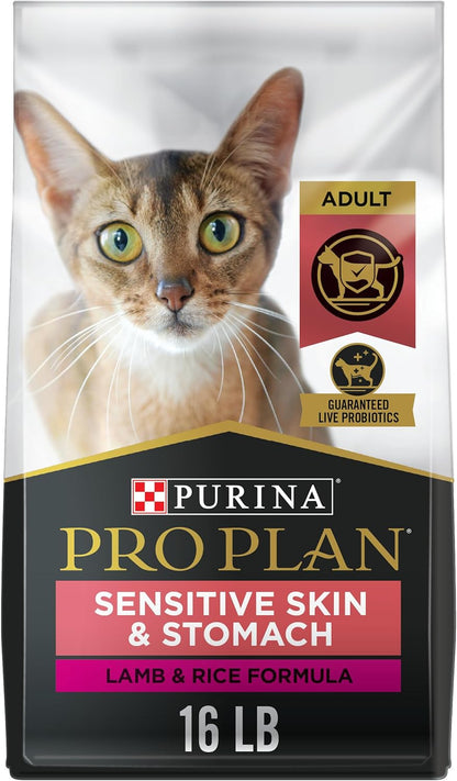 Purina Pro Plan Sensitive Skin and Stomach Cat Food, Lamb and Rice Formula - 16 lb. Bag