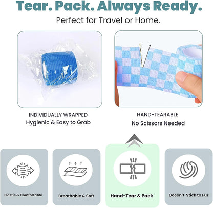 Pet Bandage 6 Rolls, Adhesive Bandage, Self Adhesive Bandage, First Aid Adhesive Gauze, for Horses, Dogs,Cats, Birds, Animals, (Solid Colors, 2 Inch (Pack of 6))