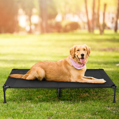 Elevated Dog Bed for Outdoor, Large Raised Dog Cot with Washable Mesh, Cooling Pet Cot Chew Proof for Outside Camping, 42"x30" Grey