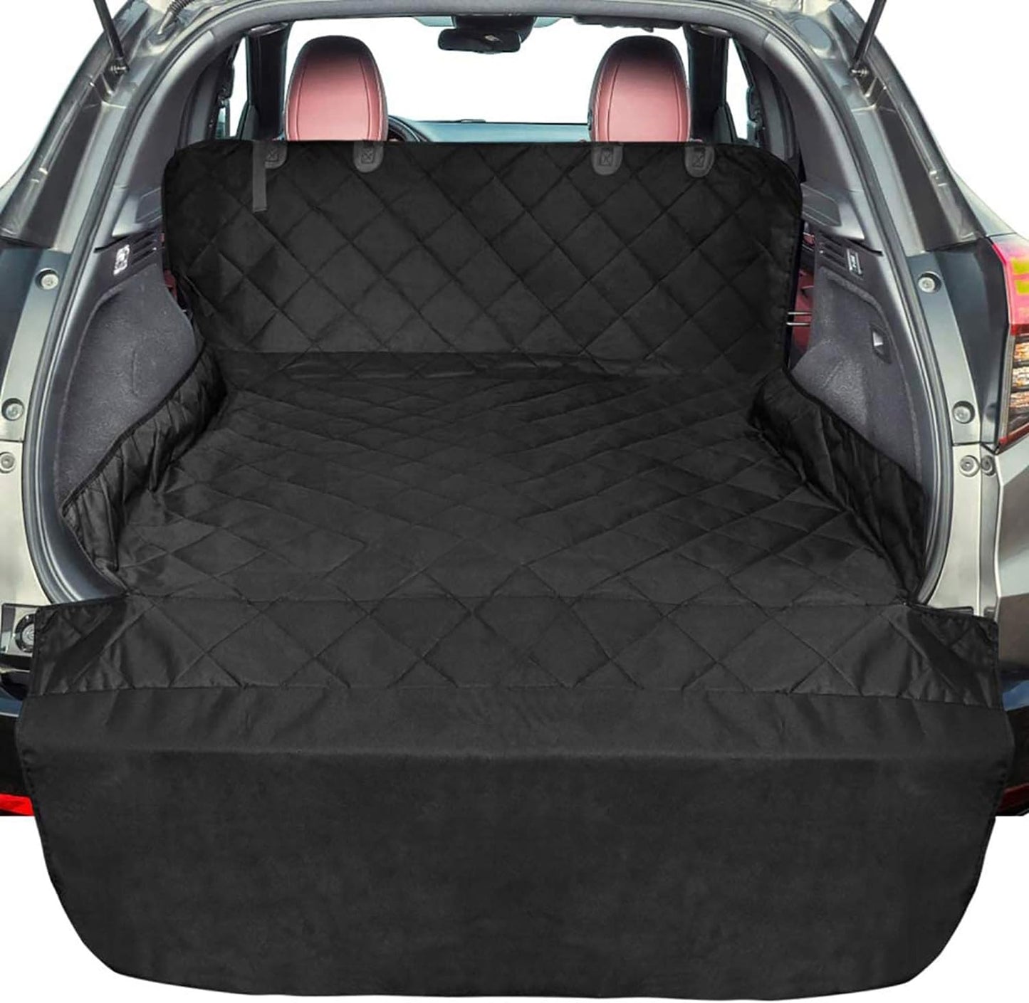 F-color SUV Cargo Liner for Dogs, Upgraded Extra Large Water Resistant Pet Cargo Cover Dog Seat Cover Mat for SUVs with Bumper Flap Protector, Non-Slip, Wear-Proof, Universal Fit, Black - Pawvie