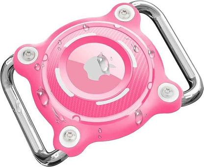Waterproof Dog Collar Holder for Airtag Pink – Ultra-Durable, Shockproof Case for Pets Compatible with Apple AirTag(Not Included), Anti-Loss Tracker Cover for Dogs & Cats