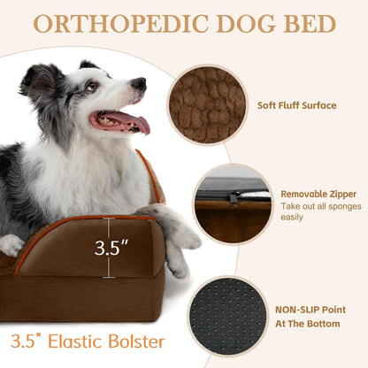 Comfort Expression Small Dog Beds Waterproof Cat Beds Orthopedic Foam Sofa Beds for Small Dogs Comfy Pet Bed with Washable Removable Cover & Non-Slip Bottom(XX-Small,Chocolate Brown)