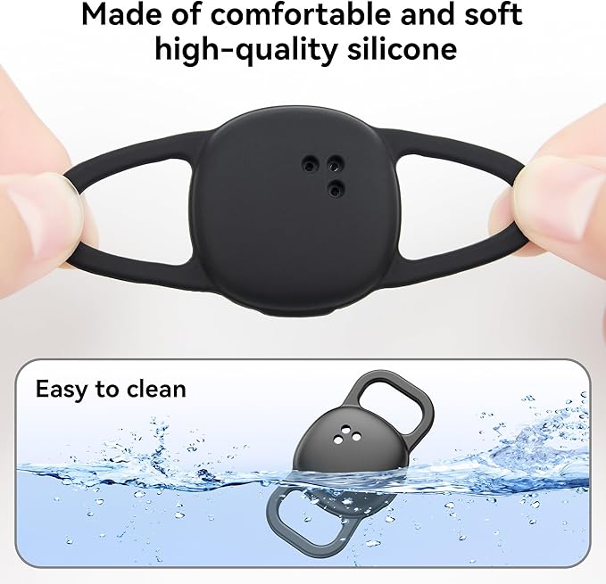 DDJ 2-Pack Cat Collar Case for Life360 Tile Sticker (Small Tracker)–NOT Compatible with Tile Mate/Pro–Silicone Protective Holder for Dog/Pet Collar, Ultra Durable, Easy Installation, Lightweight,Black
