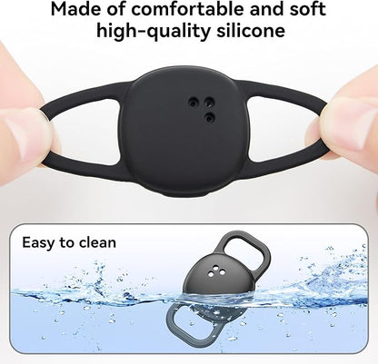 DDJ 2-Pack Cat Collar Case for Life360 Tile Sticker (Small Tracker)–NOT Compatible with Tile Mate/Pro–Silicone Protective Holder for Dog/Pet Collar, Ultra Durable, Easy Installation, Lightweight,Black
